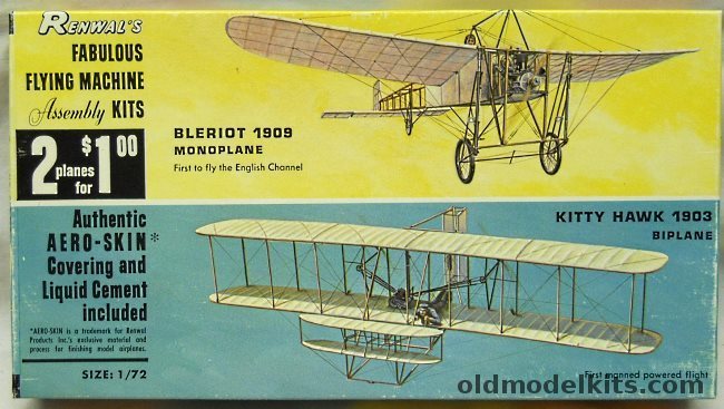 Renwal 1/72 Bleriot 1909 Monoplane and Kitty Hawk 1903 Biplane, 234-100 plastic model kit